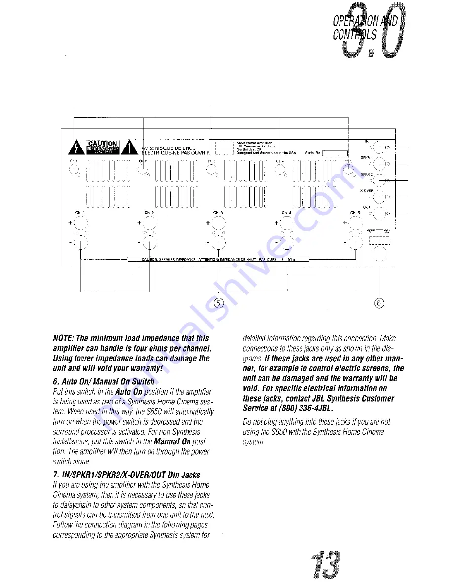 JBL Synthesis S400 User Manual Download Page 11