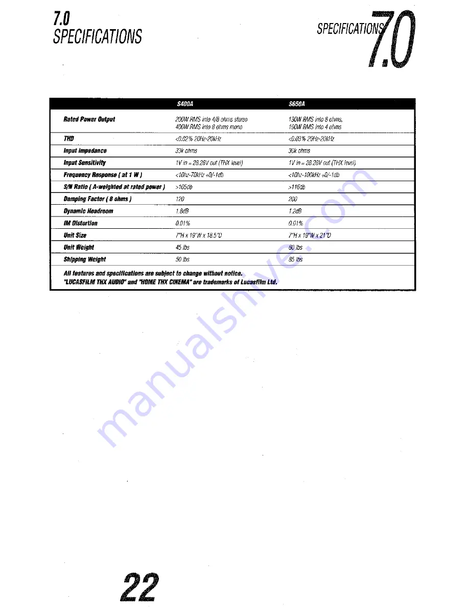 JBL Synthesis S400A User Manual Download Page 21