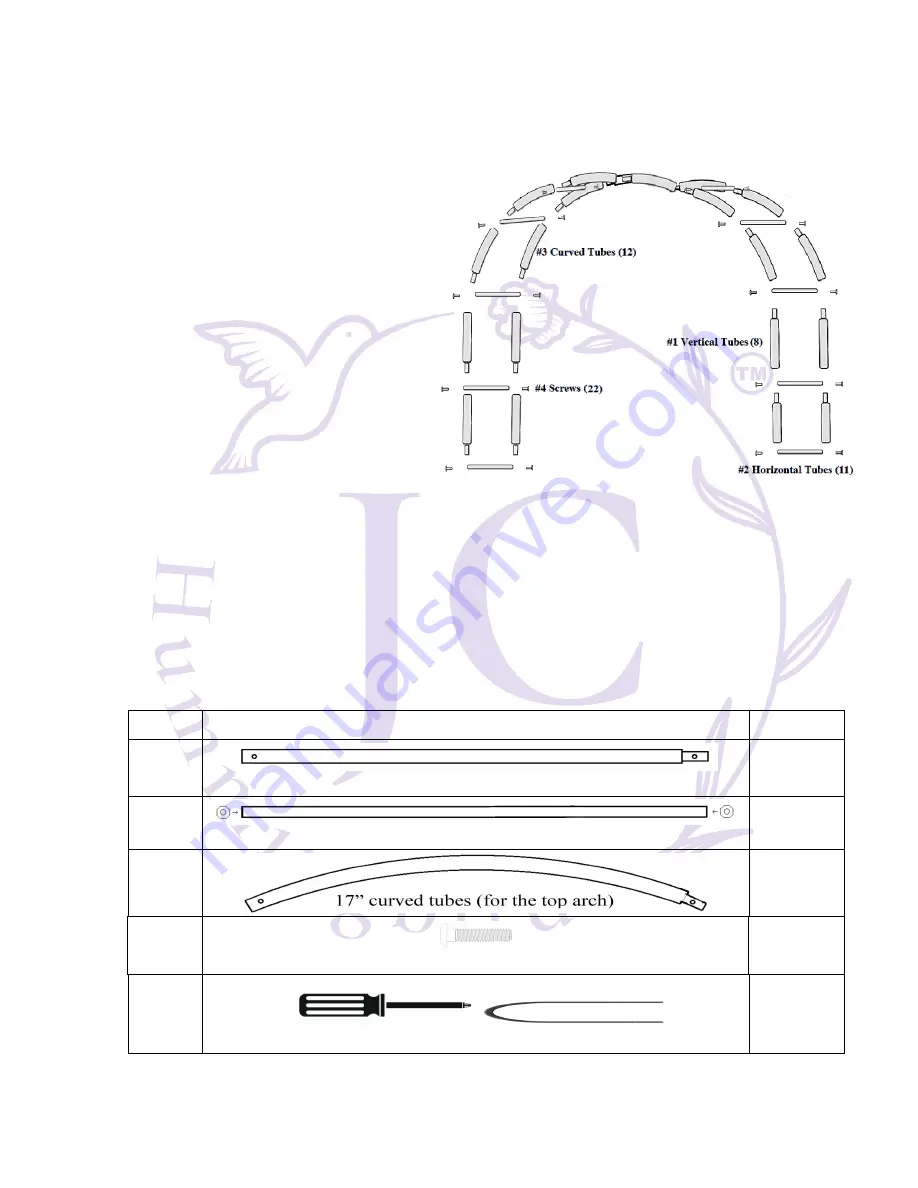 JC HUMMINGBIRD Metal Tabletop Arch Скачать руководство пользователя страница 1