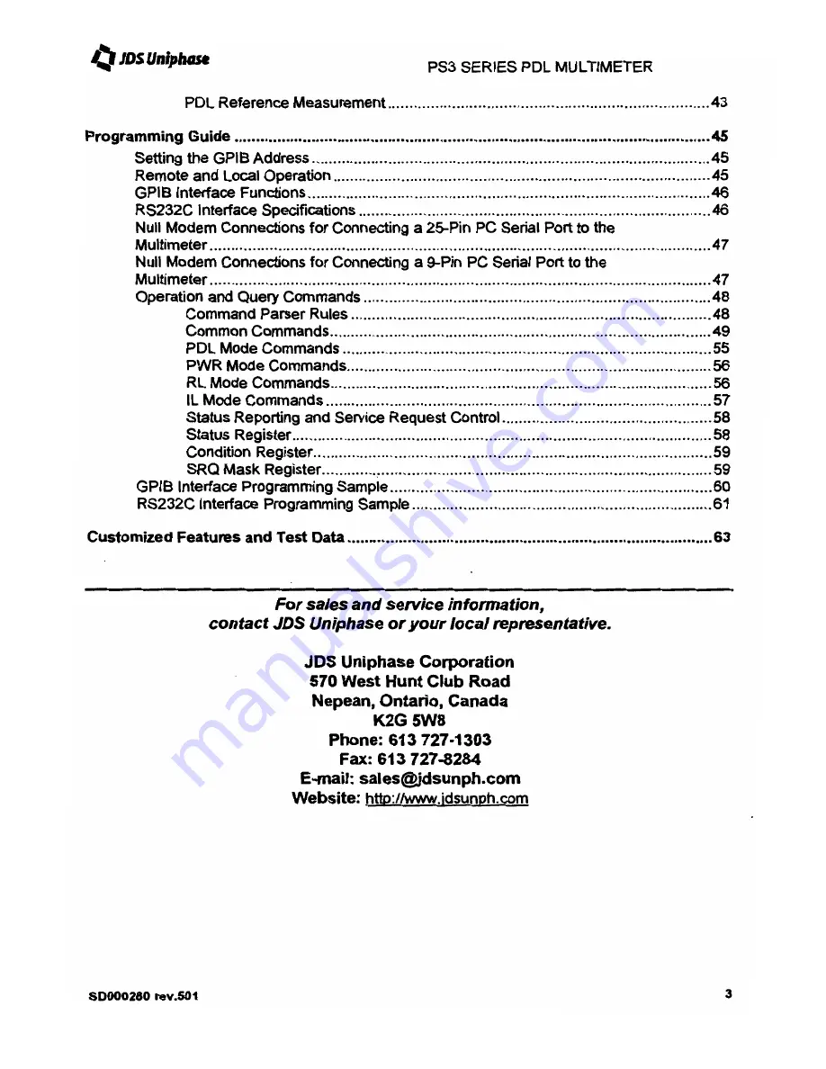 JDS Uniphase PS3 series User Manual Download Page 4