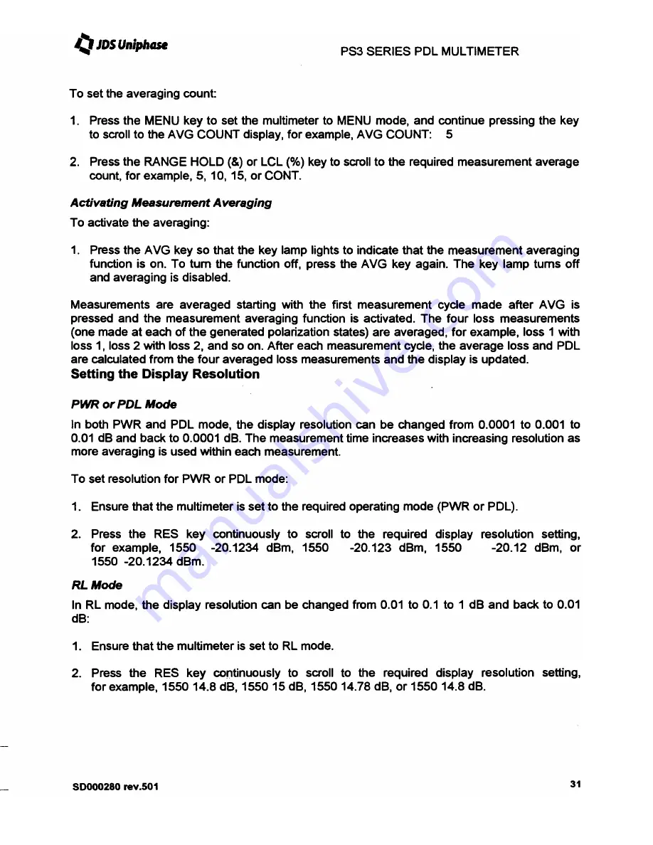 JDS Uniphase PS3 series User Manual Download Page 33