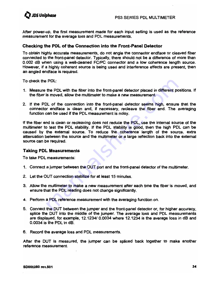 JDS Uniphase PS3 series User Manual Download Page 36