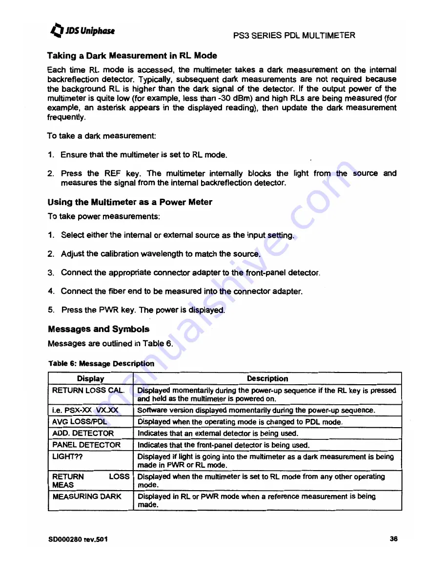 JDS Uniphase PS3 series User Manual Download Page 38