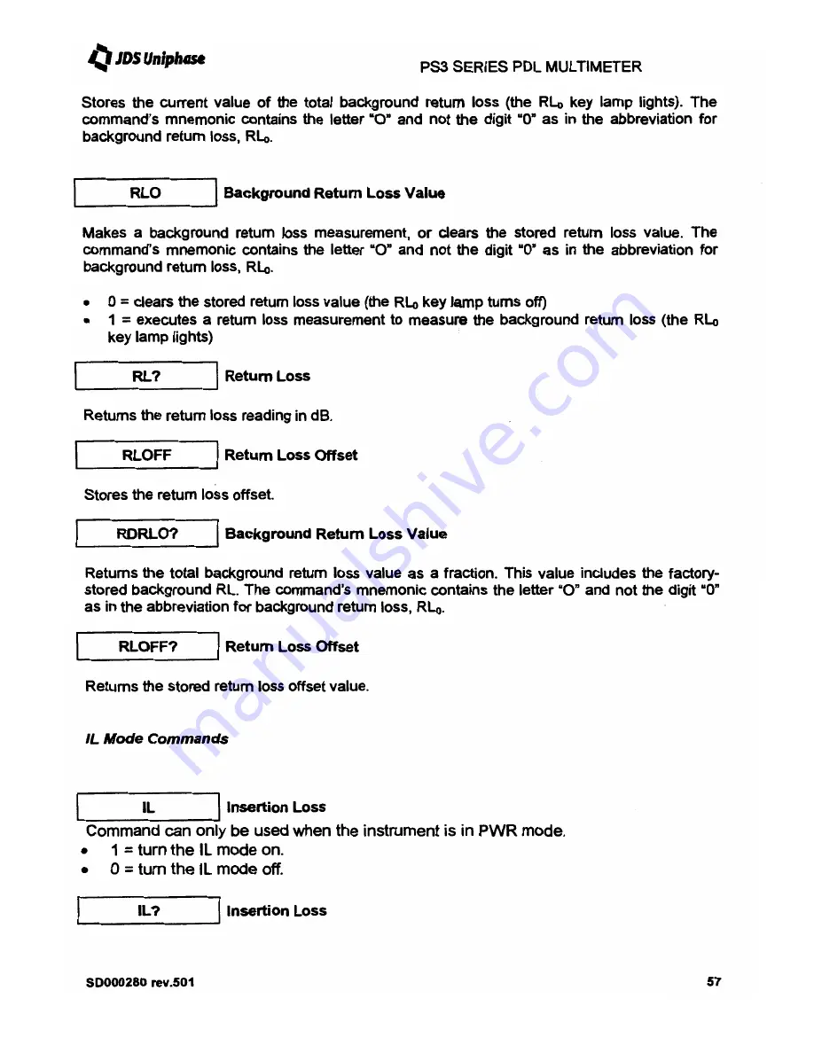 JDS Uniphase PS3 series User Manual Download Page 59