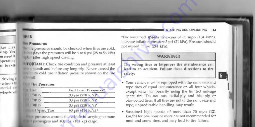 Jeep Cherokee 1996 Owner'S Manual Download Page 113