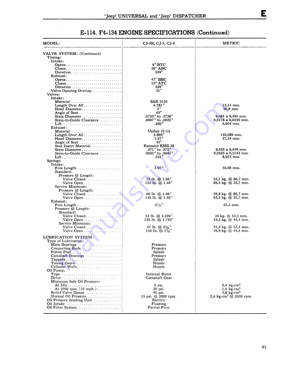 Jeep UNIVERSAL CJ-2A Service Manual Download Page 92