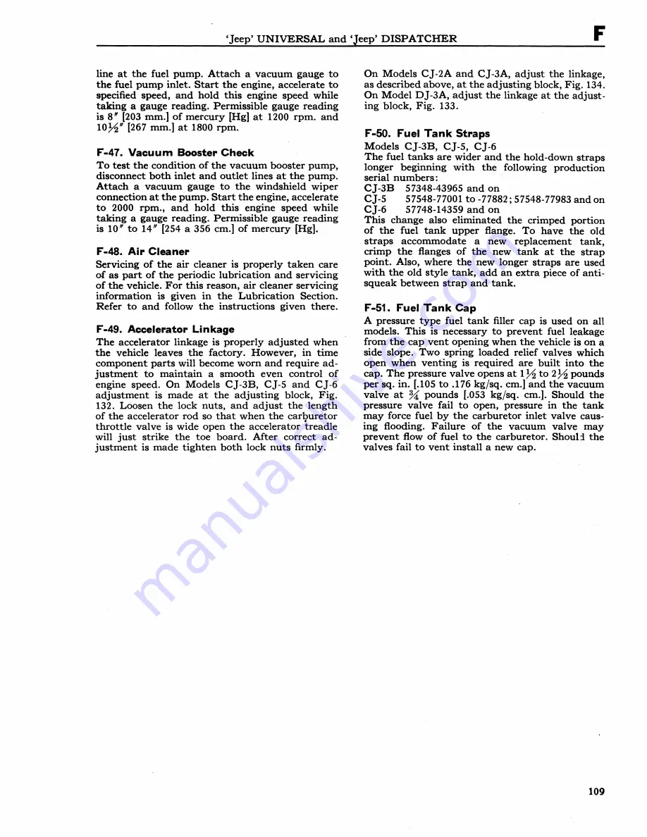 Jeep UNIVERSAL CJ-2A Service Manual Download Page 110