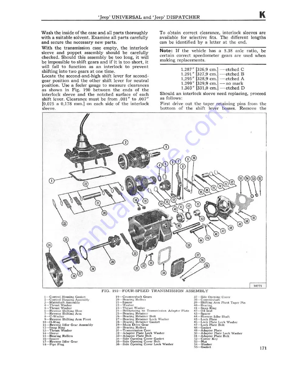 Jeep UNIVERSAL CJ-2A Service Manual Download Page 172