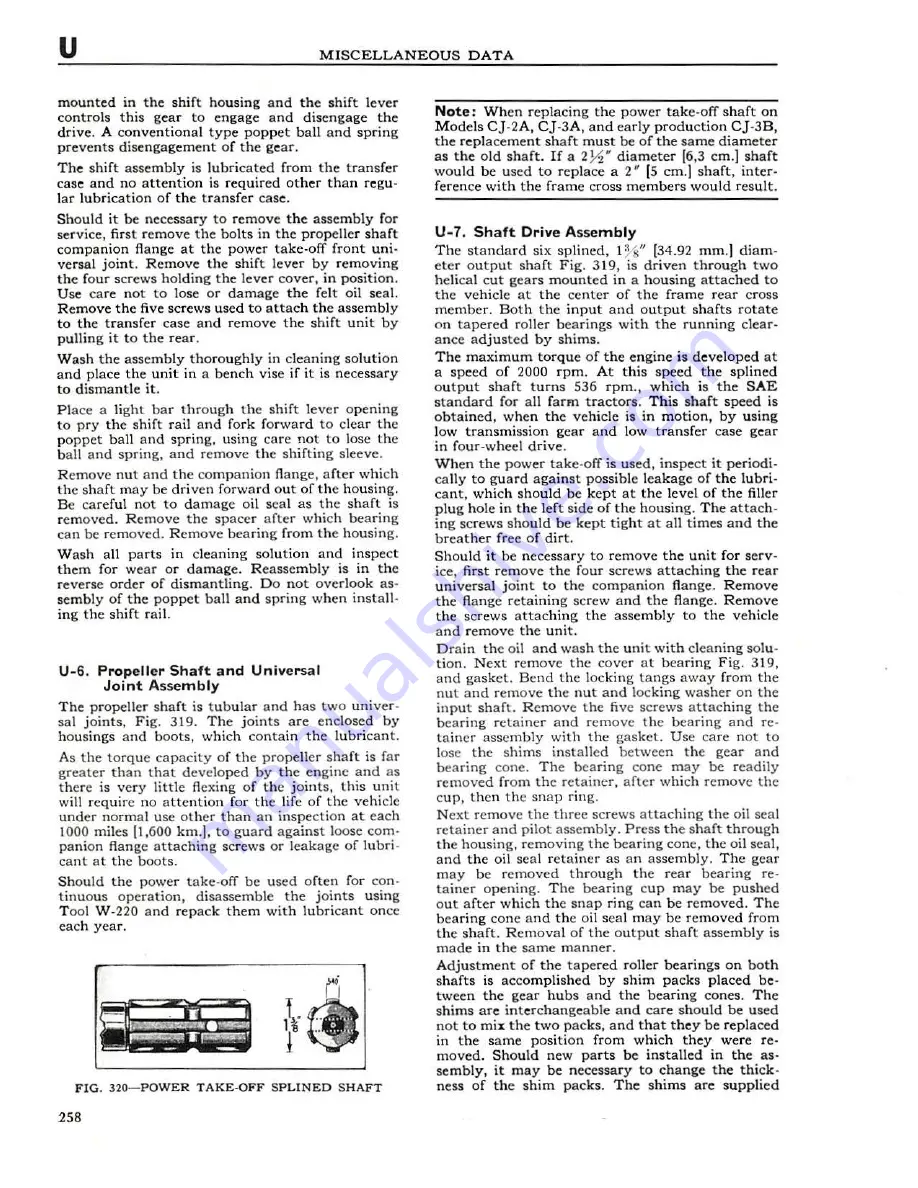 Jeep UNIVERSAL CJ-2A Service Manual Download Page 259