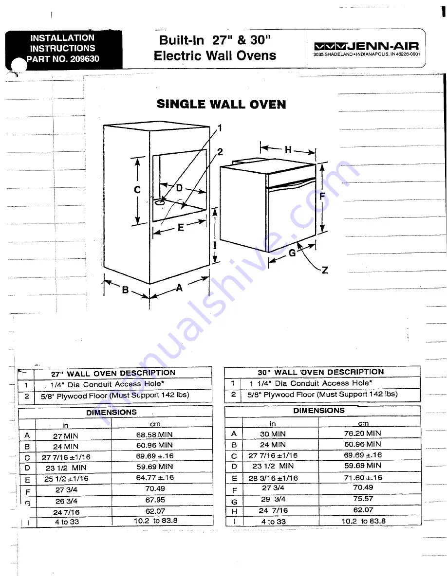 Jenn-Air 209630 Installation Instructions Download Page 1