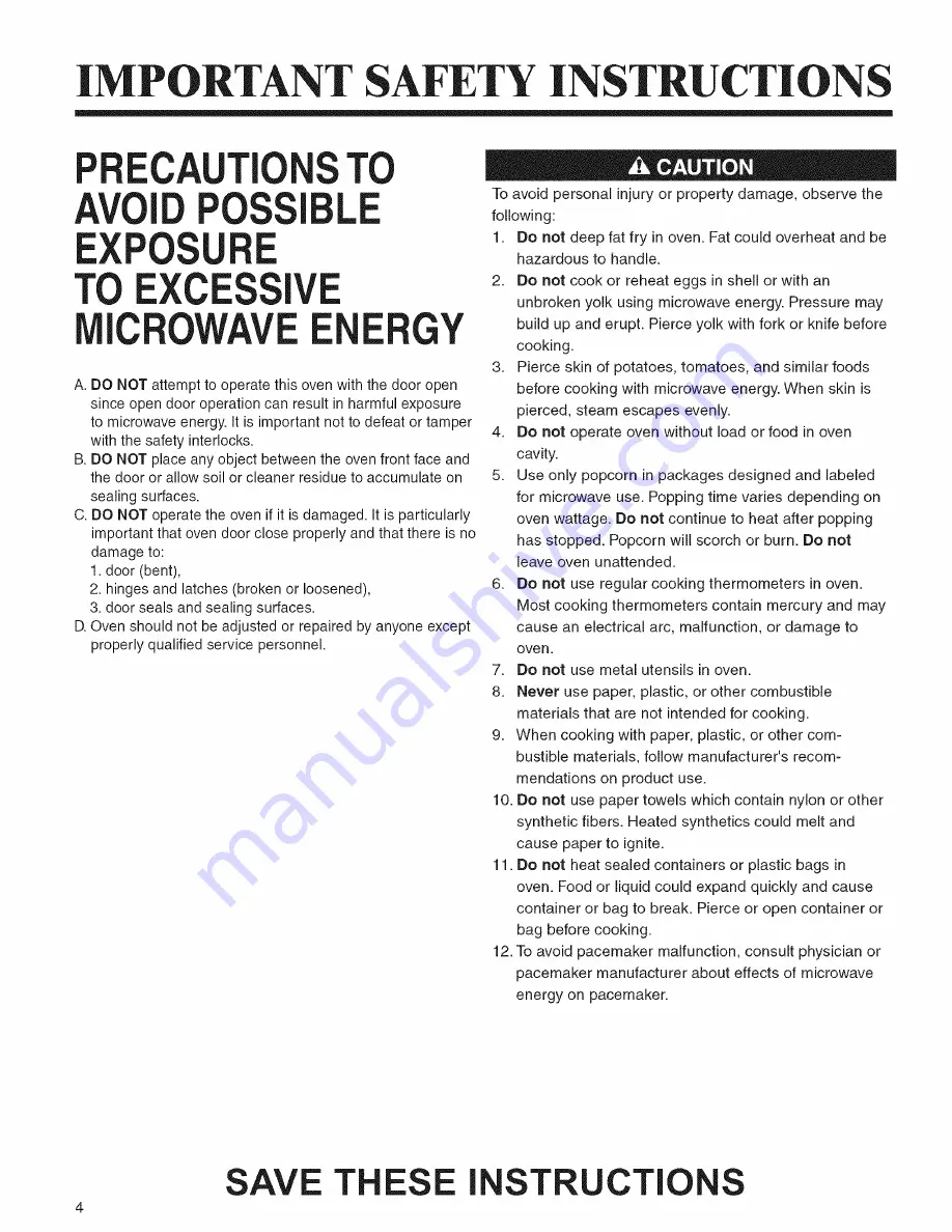 Jenn-Air AMC6158BCW Use & Care Manual Download Page 4