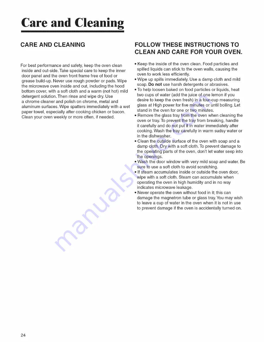 Jenn-Air AMC6158BCW Use & Care Manual Download Page 24