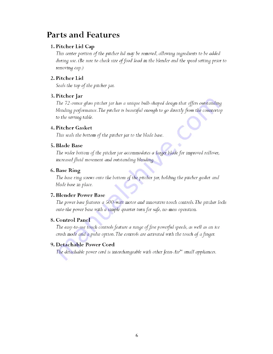 Jenn-Air Attrezzi JBL800 User Manual Download Page 7