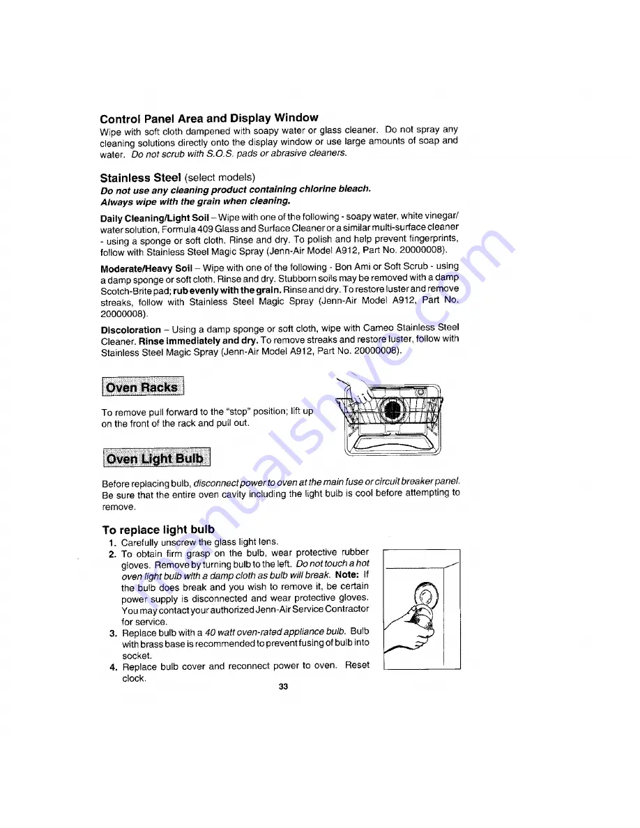 Jenn-Air EXPRESSIONS WW30430S Use And Care Manual Download Page 33