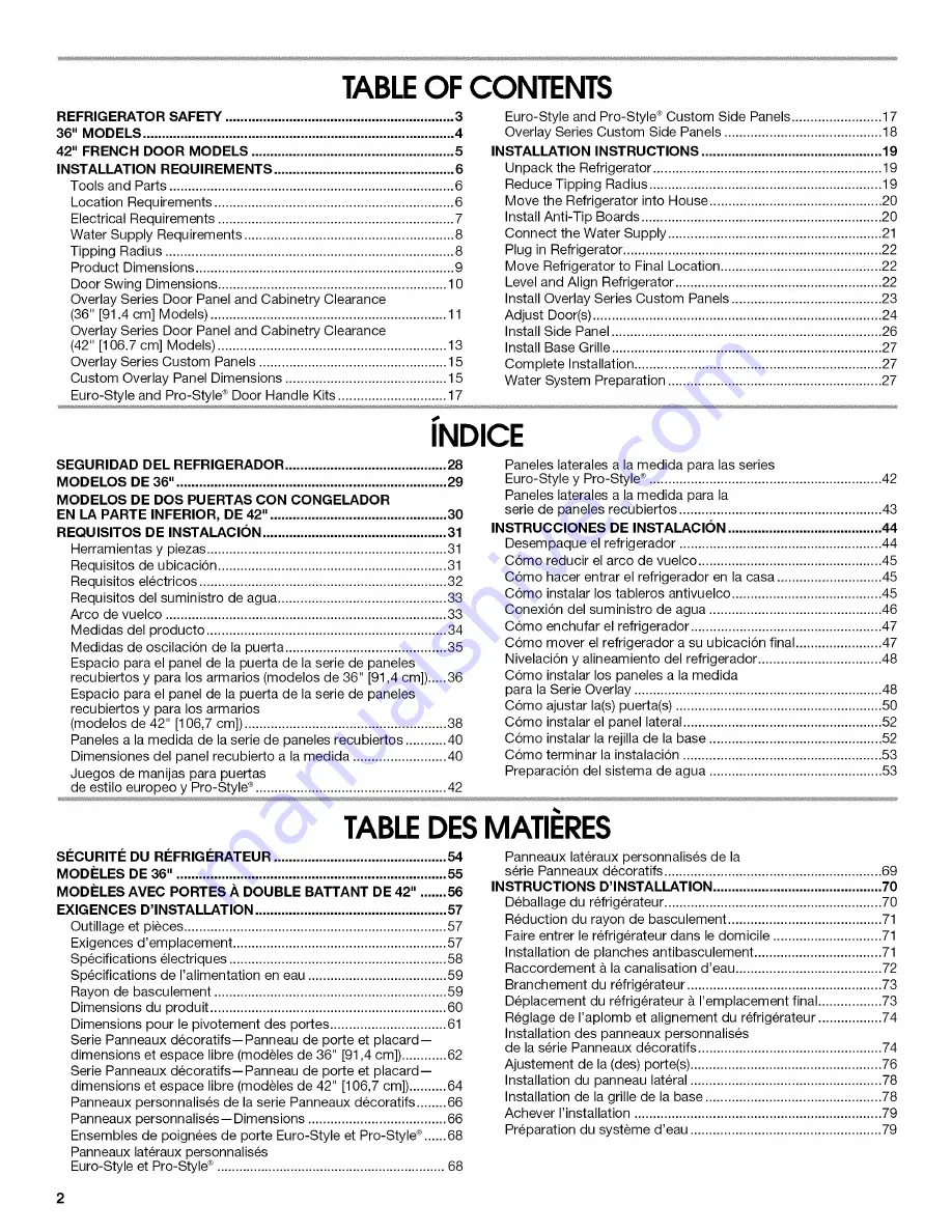 Jenn-Air JB36CXFXLB Installation Instructions Manual Download Page 2