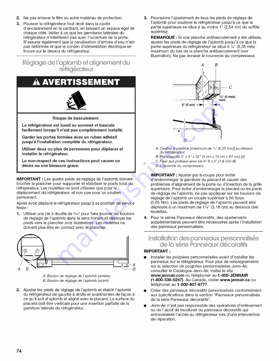 Jenn-Air JB36CXFXLB Installation Instructions Manual Download Page 74