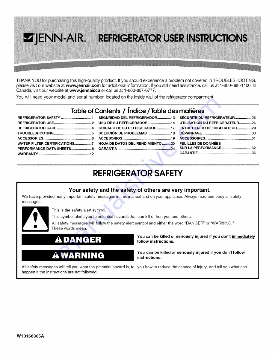 Jenn-Air JCB2582WTF User Instructions Download Page 1