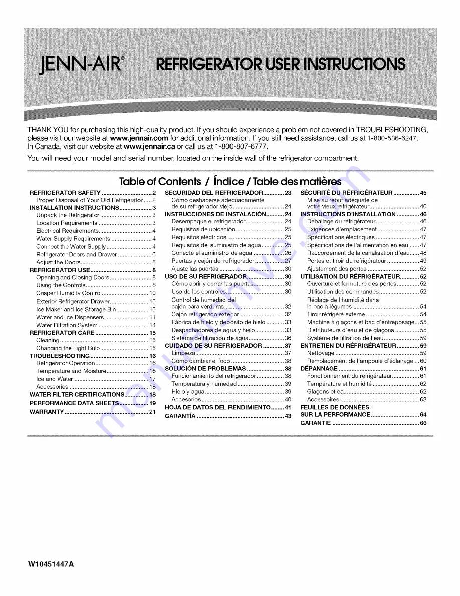 Jenn-Air JFX2597AEP0 User Instructions Download Page 1