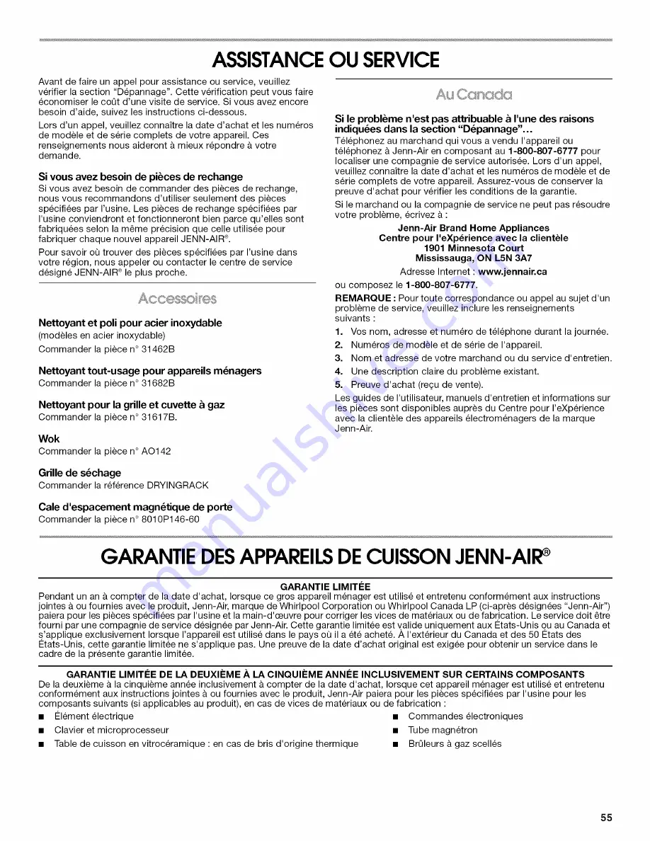 Jenn-Air JGS9900CDS00 Use & Care Manual Download Page 55