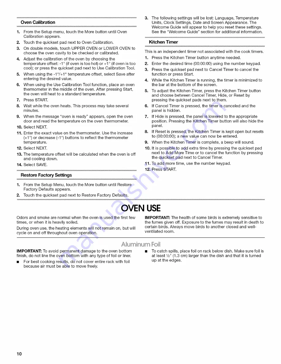 Jenn-Air JJW2427WW00 Use & Care Manual Download Page 10