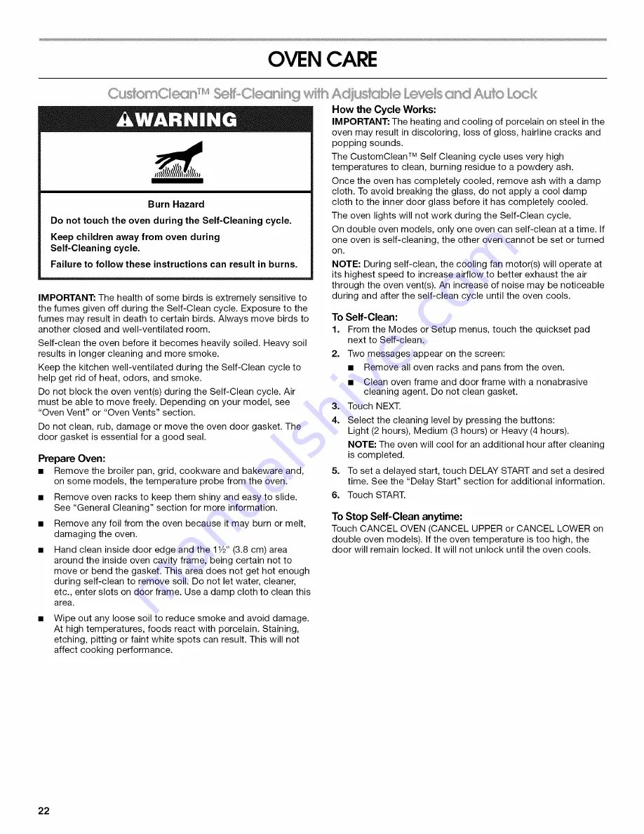 Jenn-Air JJW2427WW00 Use & Care Manual Download Page 22