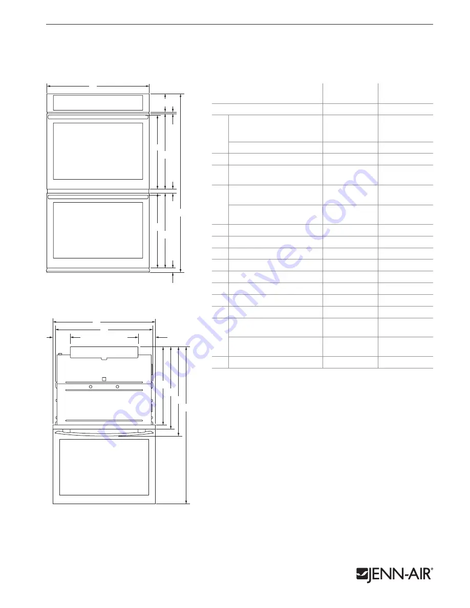 Jenn-Air JJW3830D Dimension Manual Download Page 1