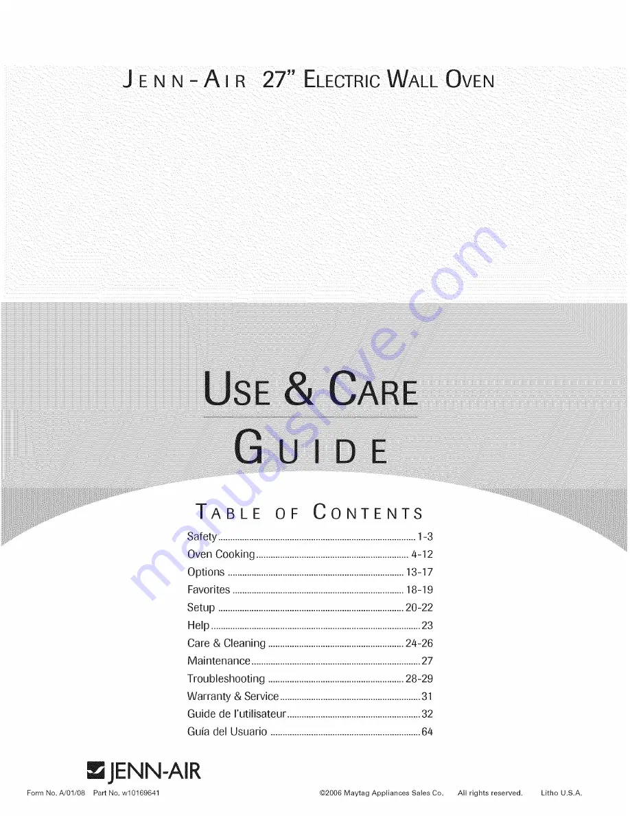 Jenn-Air JJW8527DDB27 Use & Care Manual Download Page 1