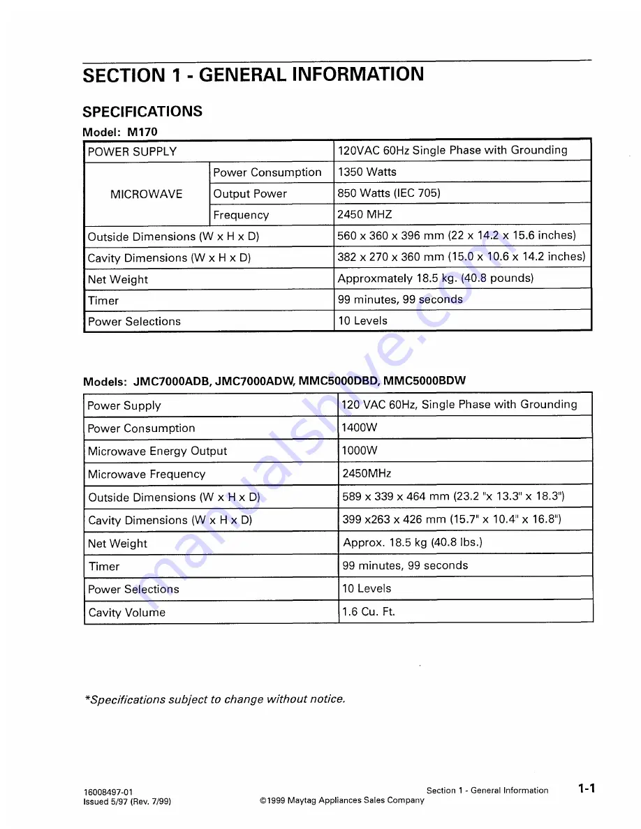 Jenn-Air JMC7000ADB Service Manual Download Page 5