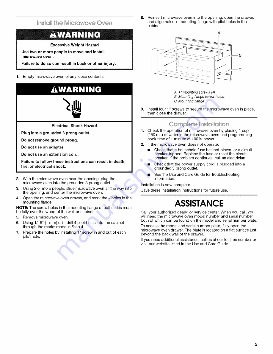 Jenn-Air JMD2124WS0 Installation Instructions Manual Download Page 5