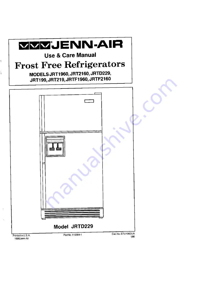 Jenn-Air JRT1960 Скачать руководство пользователя страница 1