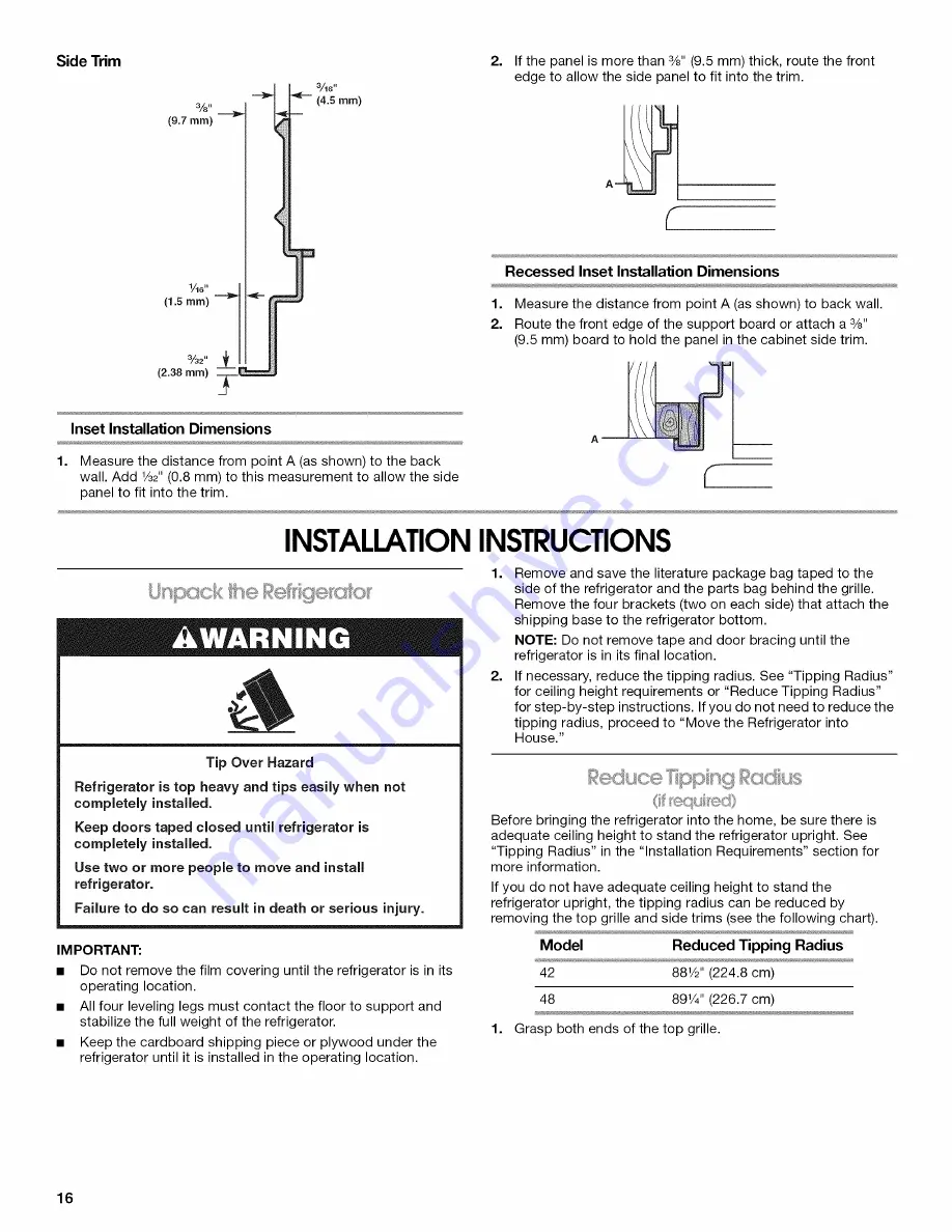 Jenn-Air JS42CXFXDB Installation Manual Download Page 16