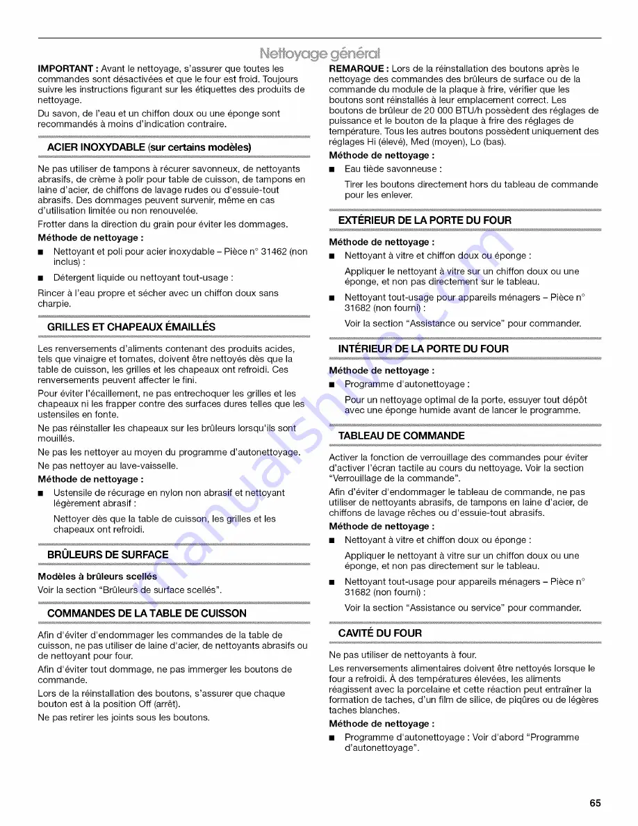 Jenn-Air PRO-STYLE JGRP430 Use & Care Manual Download Page 65