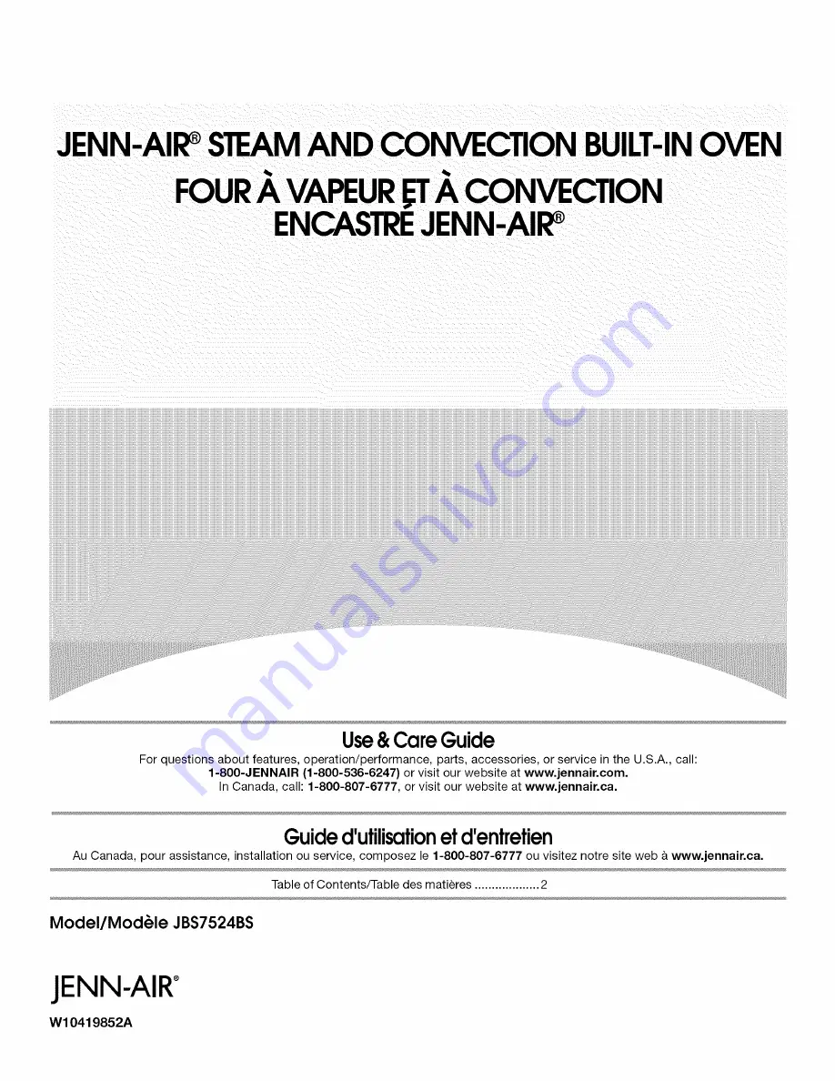 Jenn-Air W10419852A Use & Care Manual Download Page 1