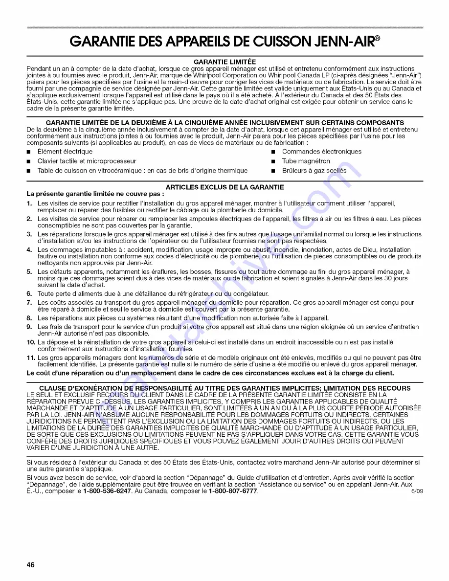 Jenn-Air W10419852A Use & Care Manual Download Page 46