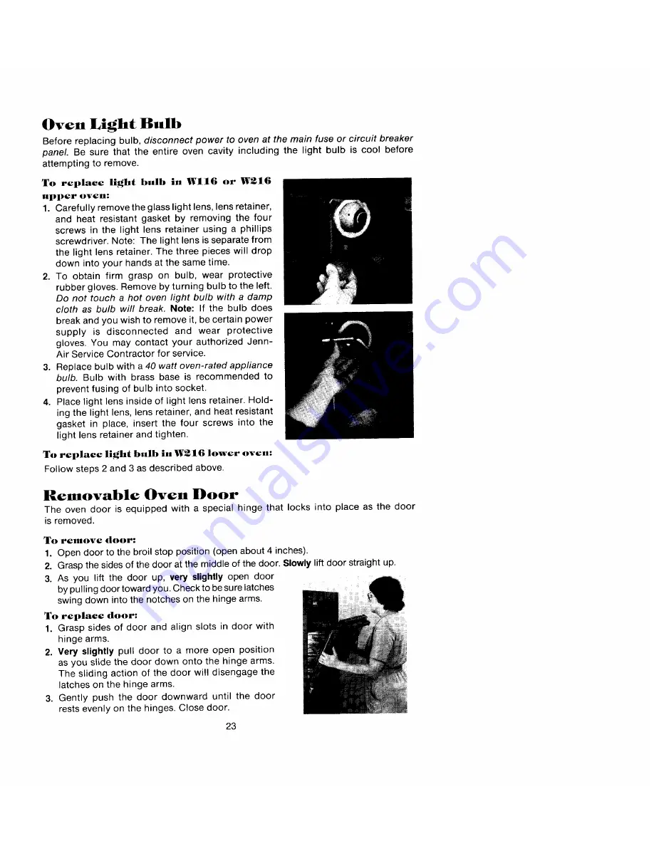 Jenn-Air W216 Use And Care Manual Download Page 22