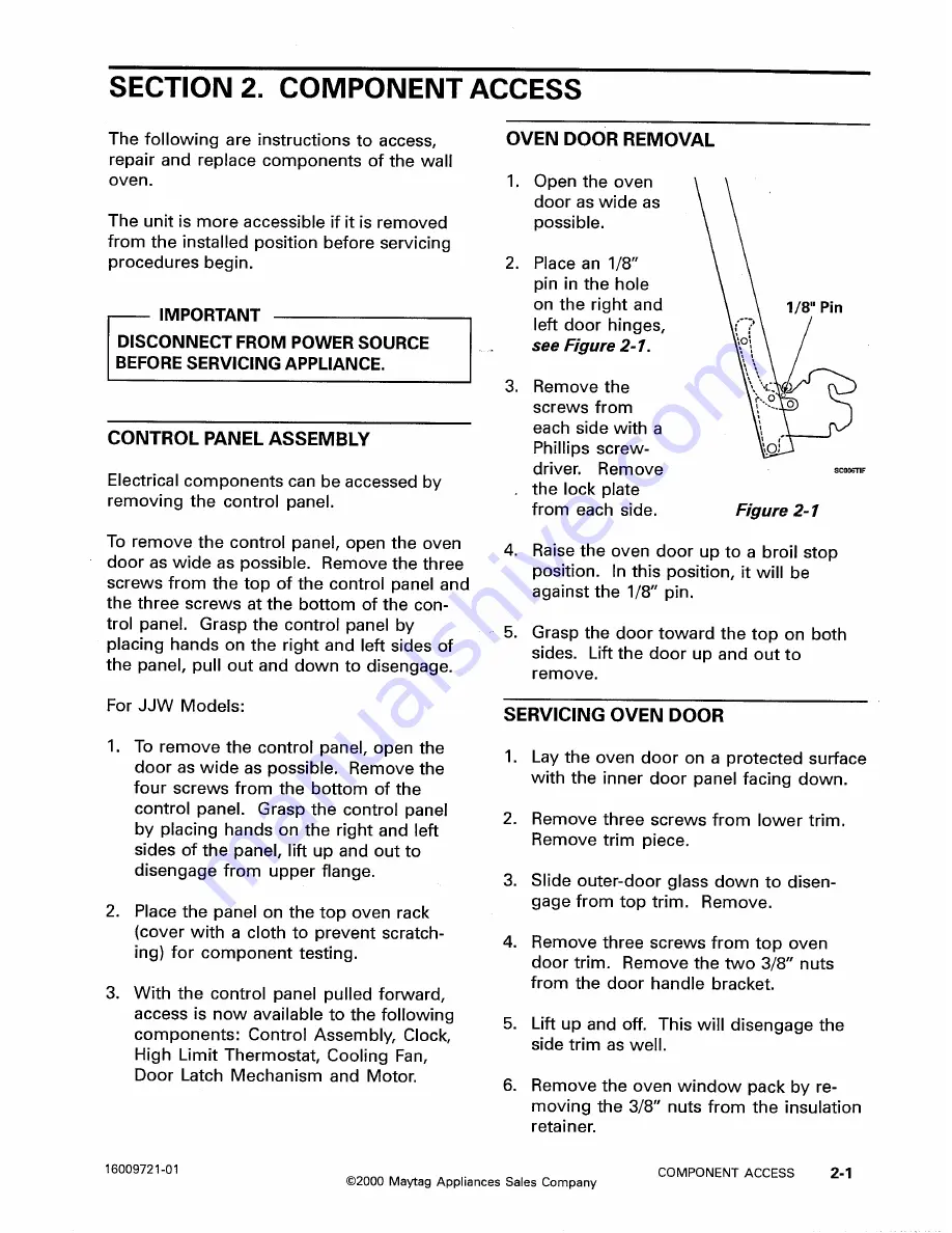 Jenn-Air W2451 Service Manual Download Page 11