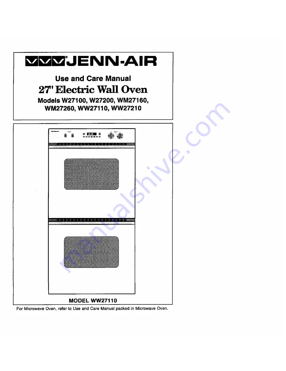 Jenn-Air WW27110 Use And Care Manual Download Page 1