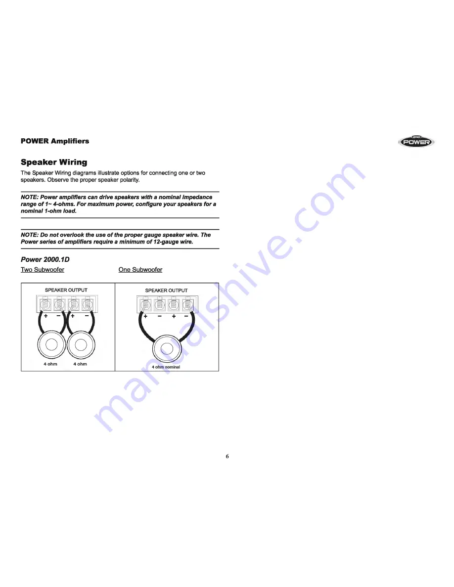 Jensen Audio Power 2000.1 D Installation & Operation Manual Download Page 8