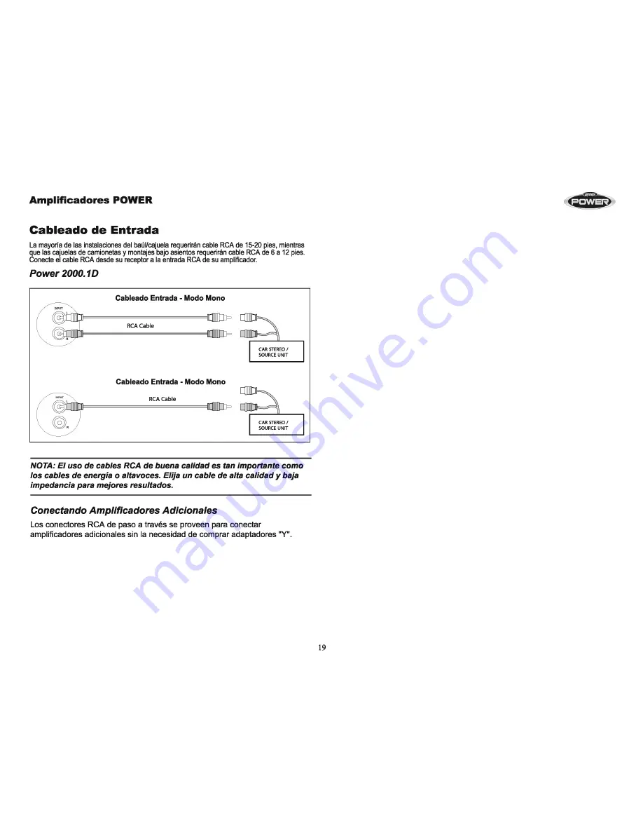 Jensen Audio Power 2000.1 D Installation & Operation Manual Download Page 22