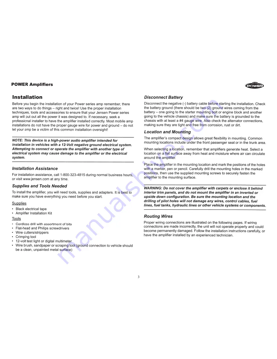 Jensen 2000.1D Operation Manual Download Page 4