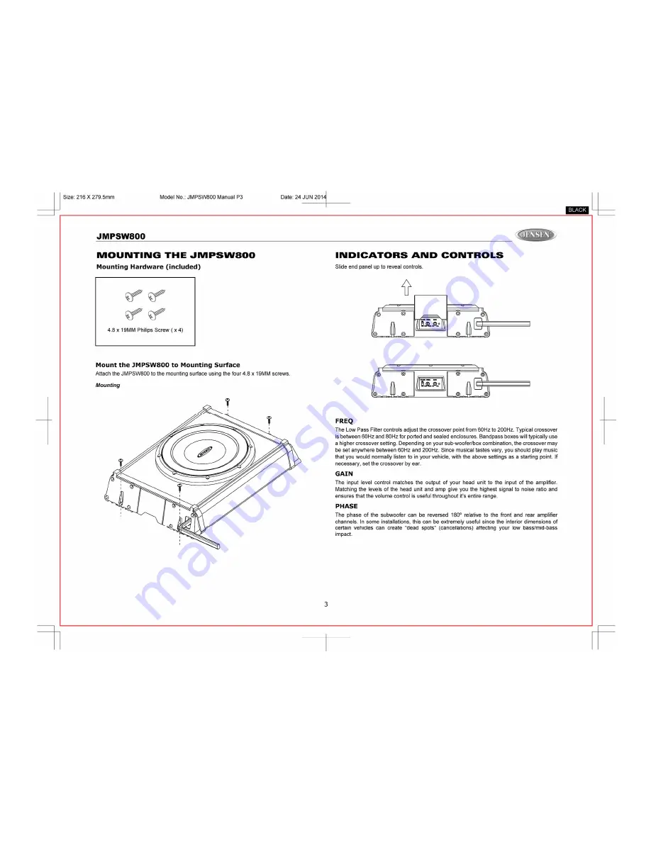 Jensen JMPSW800 Instruction Manual Download Page 5