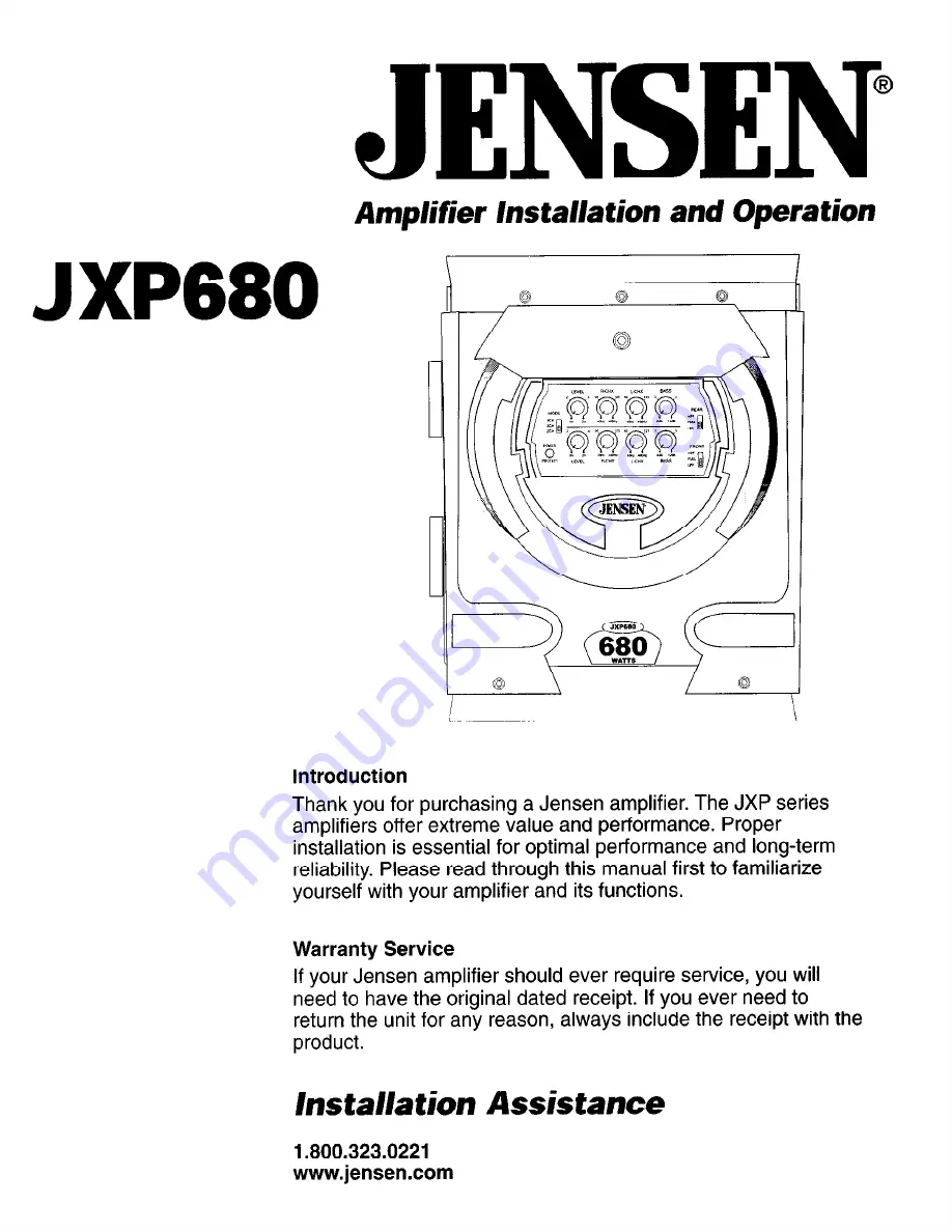 Jensen JXP680 Installation And Operation Manual Download Page 1