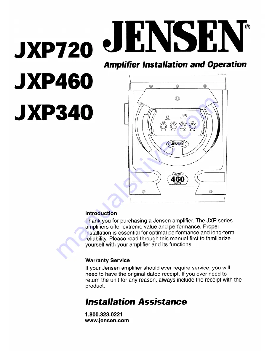 Jensen JXP720 Installation And Operation Manual Download Page 1