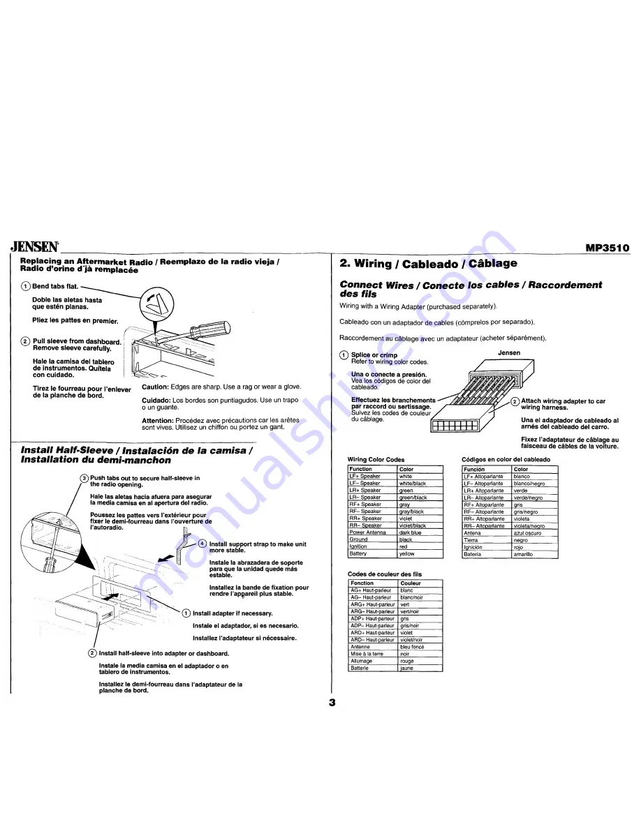 Jensen MP3510 Скачать руководство пользователя страница 3