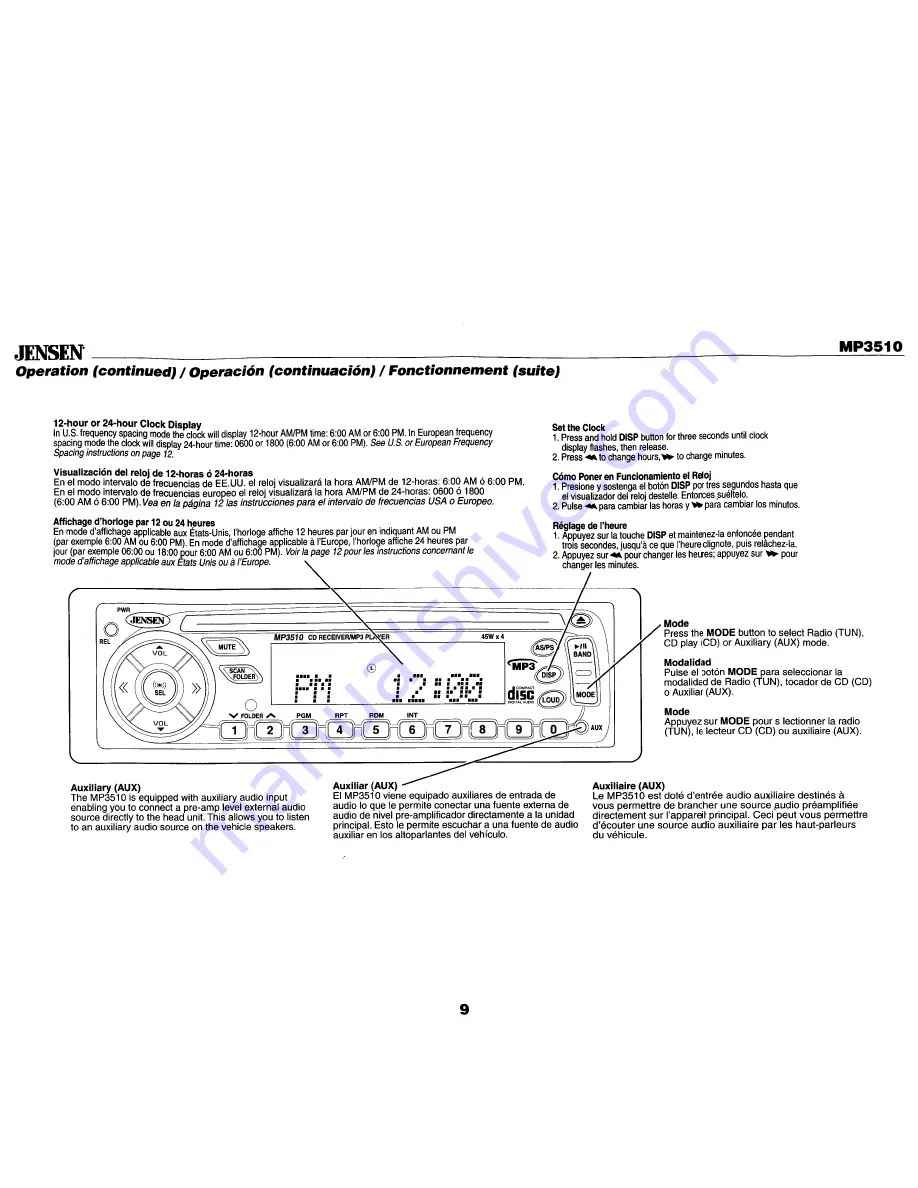 Jensen MP3510 Скачать руководство пользователя страница 9