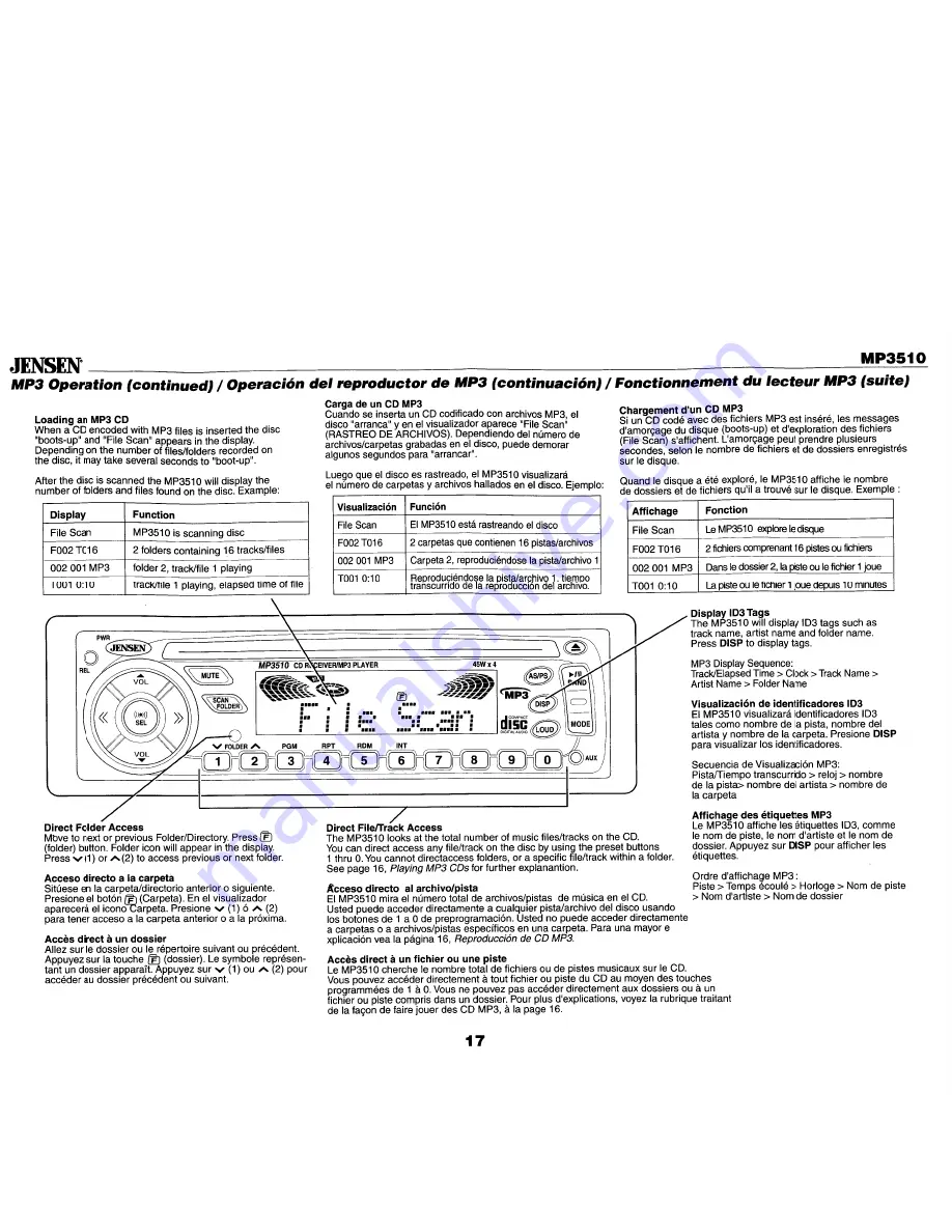 Jensen MP3510 Скачать руководство пользователя страница 17