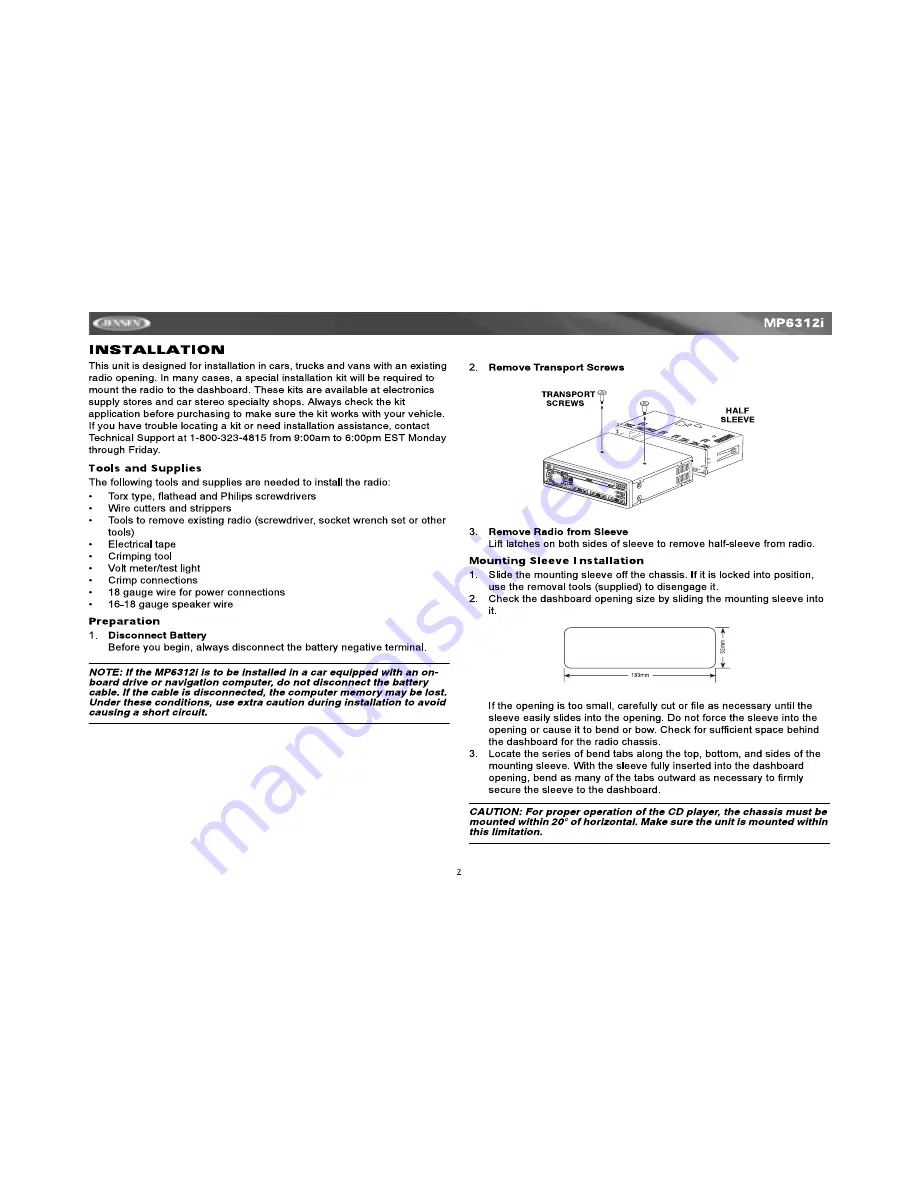 Jensen MP6312I - Ipod/Mp3/Wma Receiver Instruction Manual Download Page 4