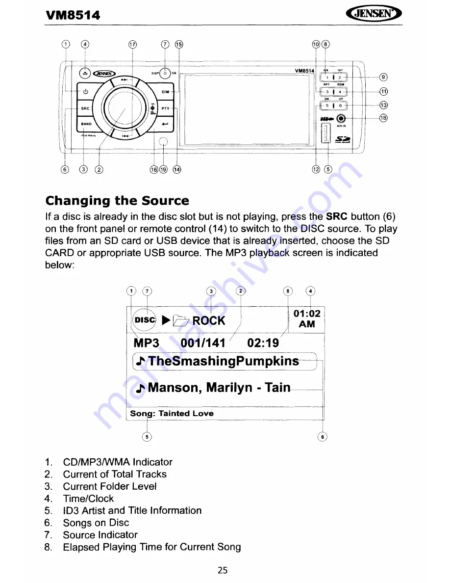 Jensen VM8514 Operating Instructions Manual Download Page 28