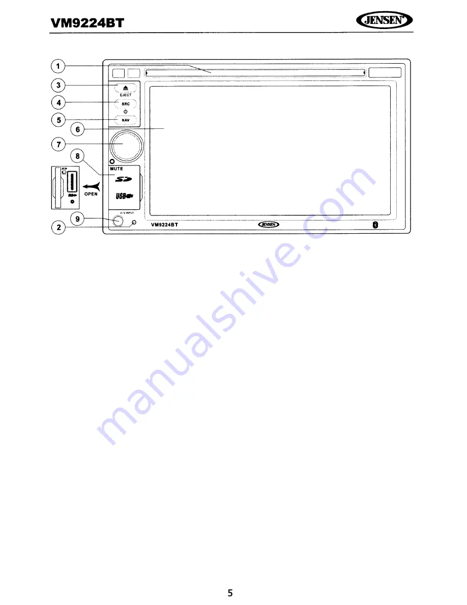 Jensen VM9224BT Operating Instructions Manual Download Page 8