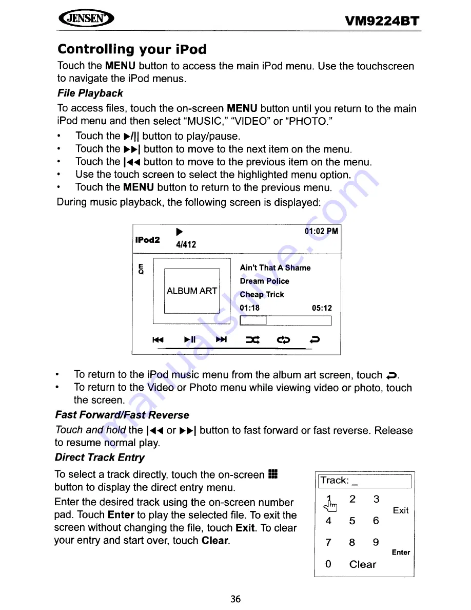 Jensen VM9224BT Operating Instructions Manual Download Page 39